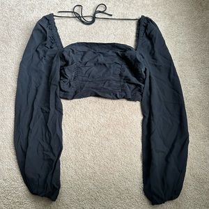 Urban Outfitters Black Cropped Long Sleeve Top